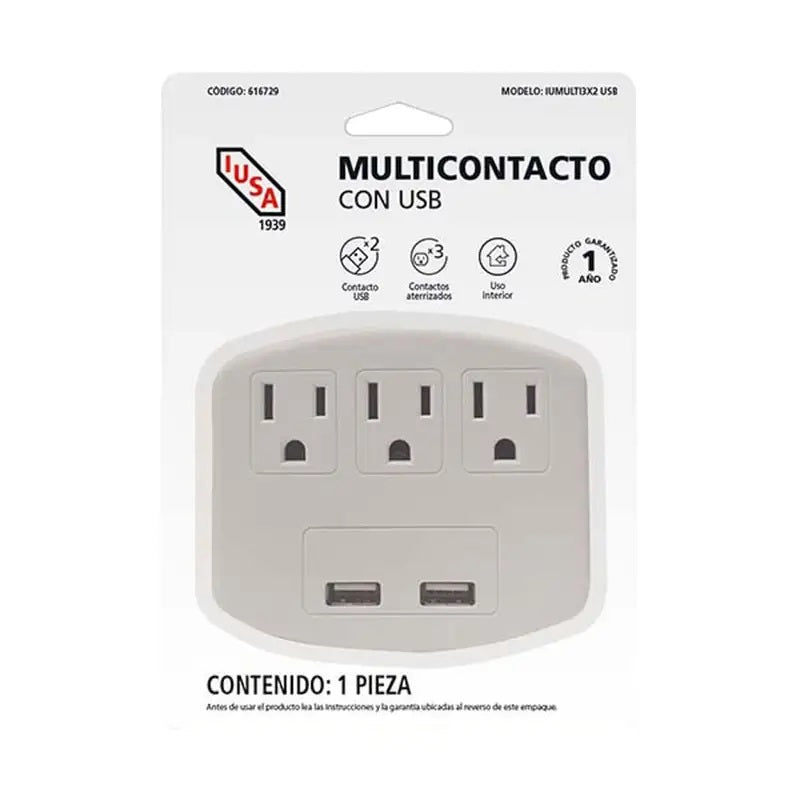 MULTICONTACTO CON USB Y SUPRESOR 270J