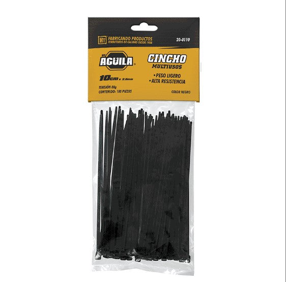 CINCHO PLASTICO 18KG 20CM X 3.5MM NEGRO