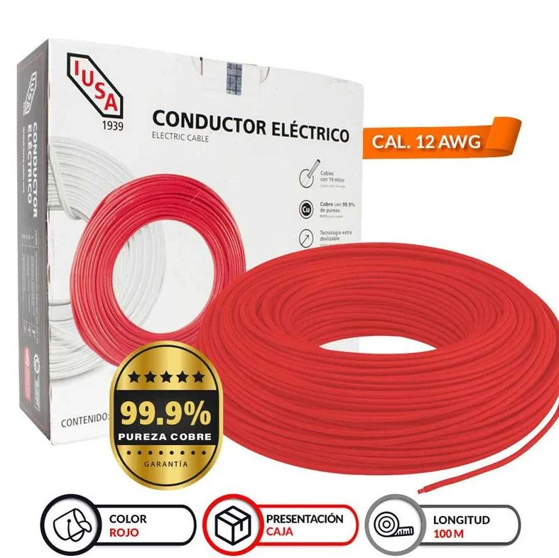 CABLE THW-LS IUSA #12 CAJA 100M ROJO