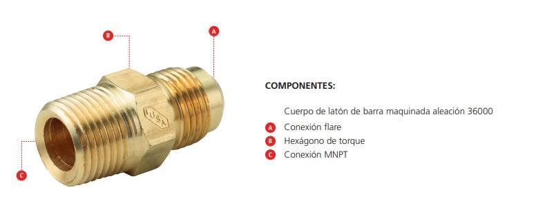 NIPLE TERMINAL DE LATON 3/8 X 1/4  IUSA