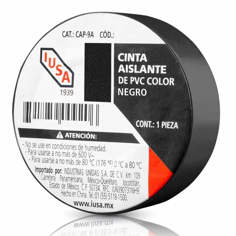 CINTA DE AISLAR IUSA PVC NEGRA 19MM 9M