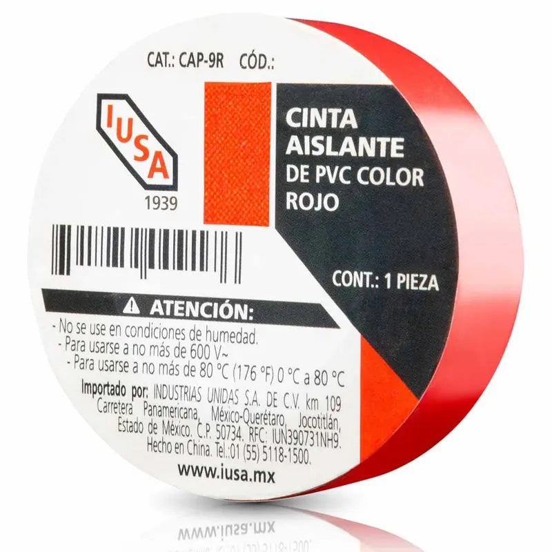 CINTA DE AISLAR IUSA PVC ROJA 19MM 18M