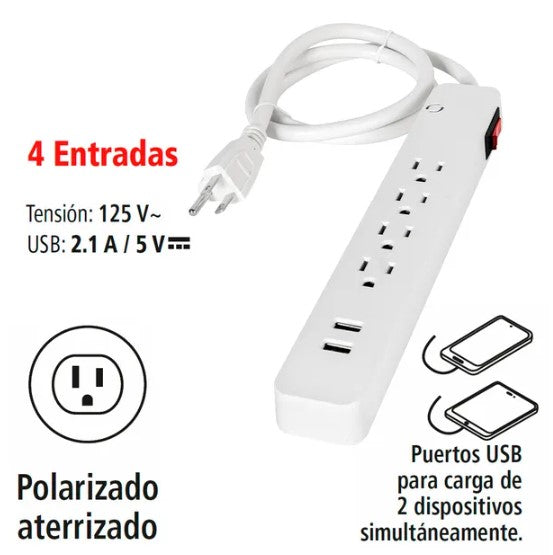 MULTICONTACTO IUSA 4 ENTRADAS + 2 USB