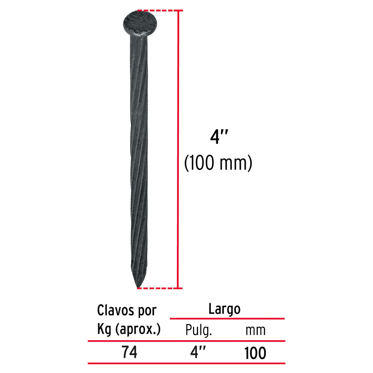 CLAVO CONCRETO NEGRO 4" CN X KILO