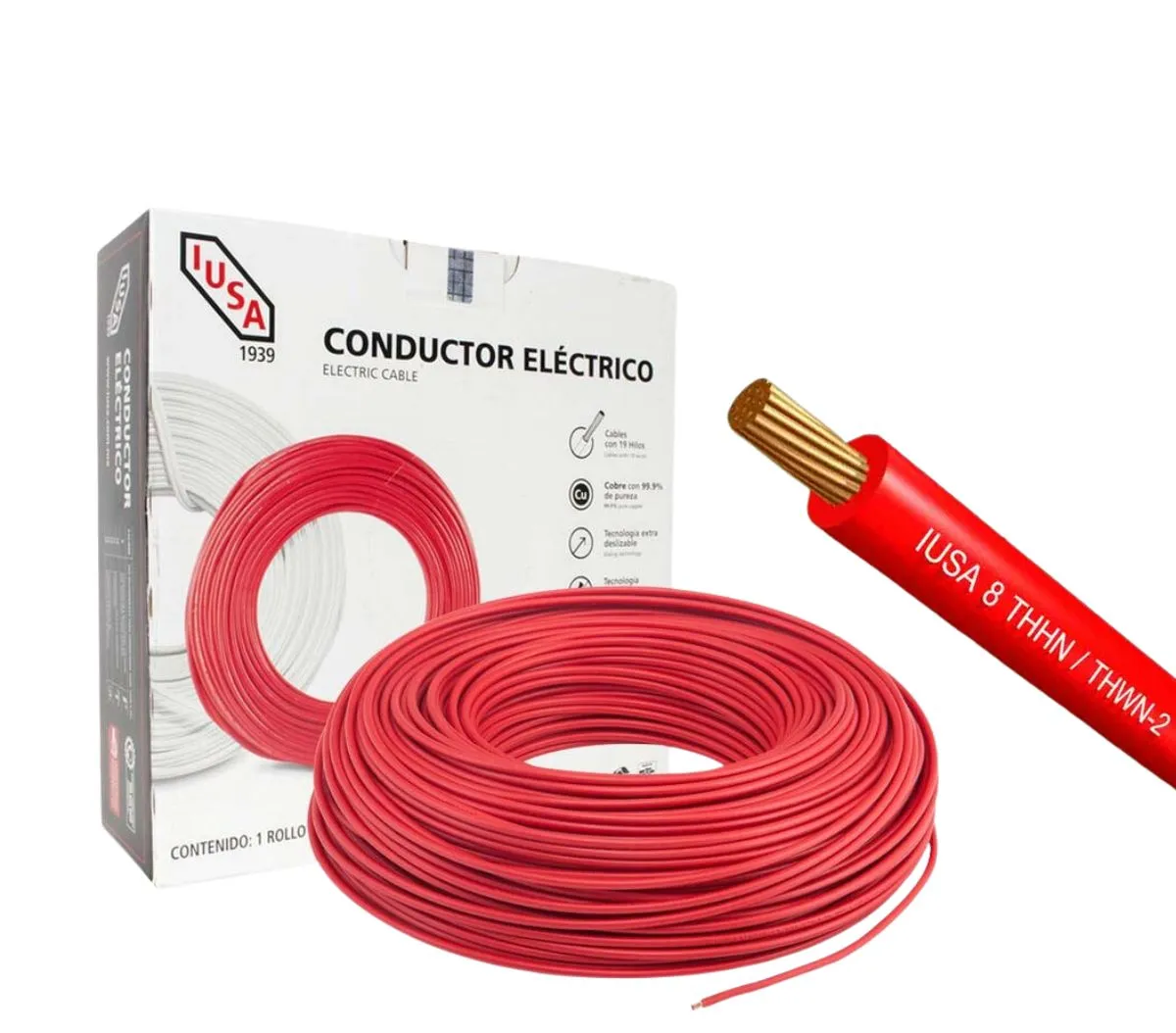 CABLE THW-LS IUSA #8 CAJA 100M ROJO