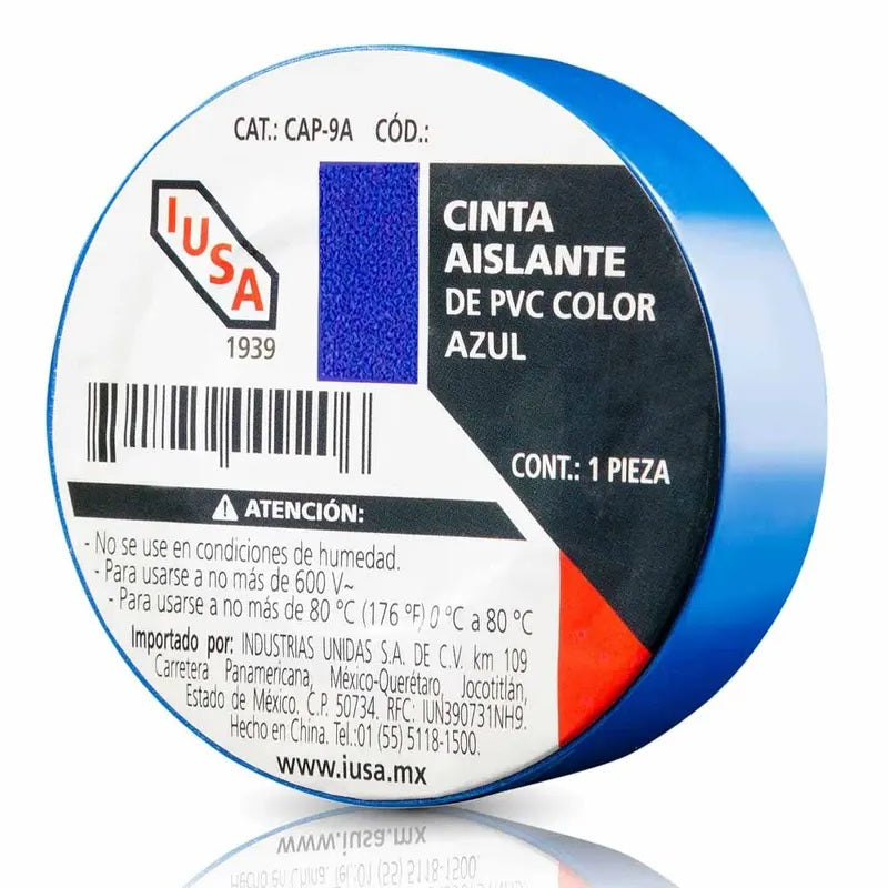 CINTA DE AISLAR IUSA PVC AZUL 19MM 18M