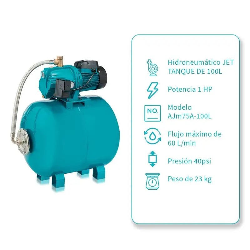 BOMBA HIDRONEUMÁTICA IUSA 1 HP, TANQUE 1